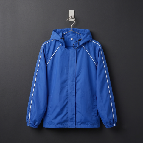 Rain Jacket (MK အပြာ (ဦးထုပ်ပါ၊ ဇစ်ဖုံပါ၊ကော်လံမပါ))