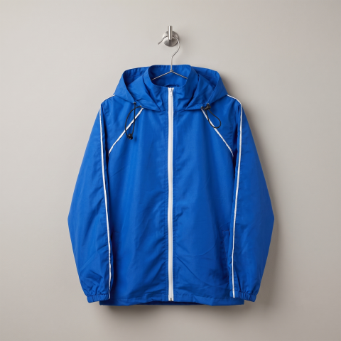 Rain Jacket (MK အပြာ (ဦးထုပ်ပါ၊ ဇစ်ဖုံမပါ))