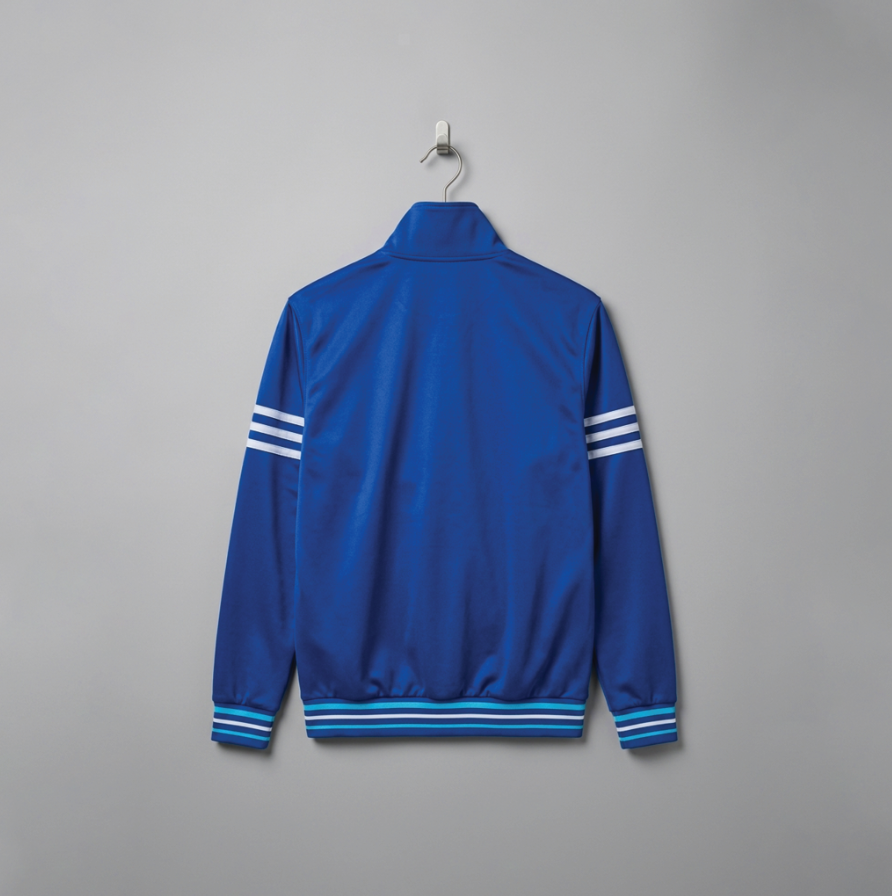 Tracksuit (ကတ္တီပါအပြာစိမ်းပြာစပ်လိုင်းသုံးလိုင်း) image 2